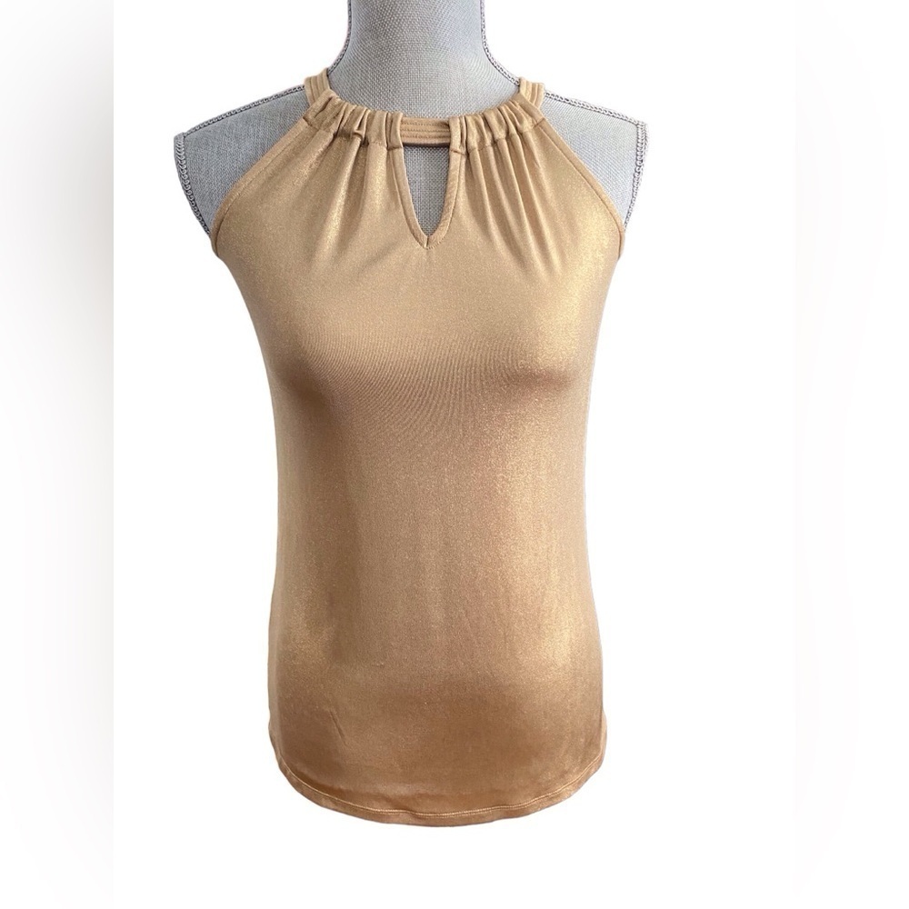 Gold Halter Top l INC International Summer Top XS #0604